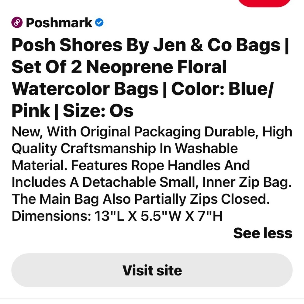 Posh Shores by‎ Jen & Co set of 2 Neoprene Floral Bags - Picture 12 of 12